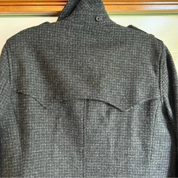 Lauren Ralph Lauren Military Jacket Wool Black Cropped Button Checkered Size 10 - Picture 6 of 16